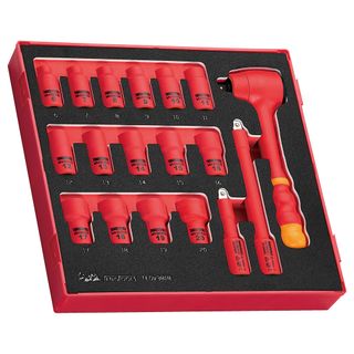 18pc 1000V VDE 3/8in Dr. Insulated Socket Set- TED-Tray -Teng