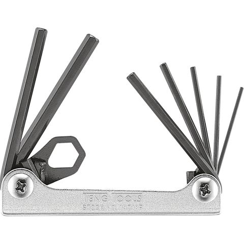 7pc Fold-Flat AF Hex Key Set - 1/16-7/32in -Teng