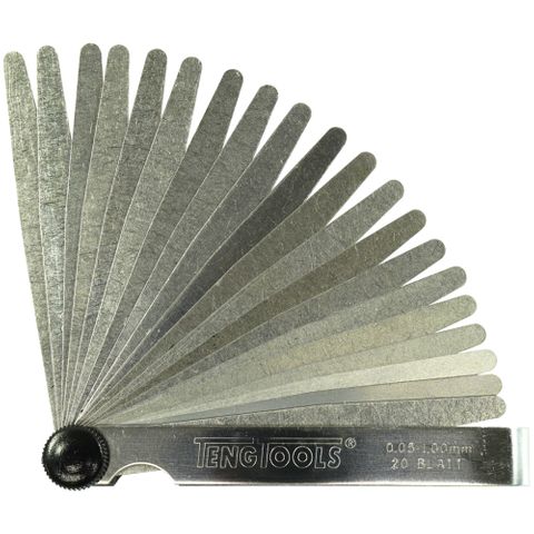 20 Blade Feeler Gauge 0.05-1.00 x 100mm -Teng