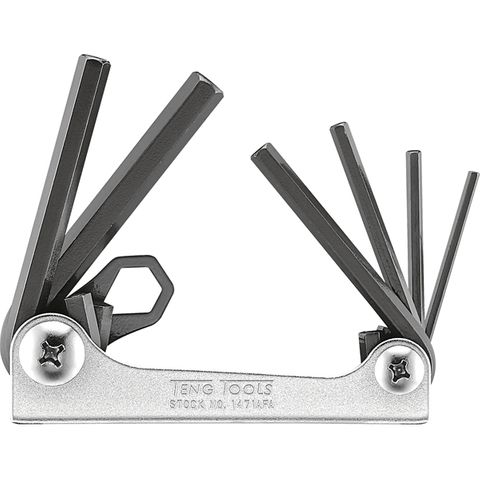 6pc Fold-Flat AF Hex Key Set - 1/8-3/8in -Teng