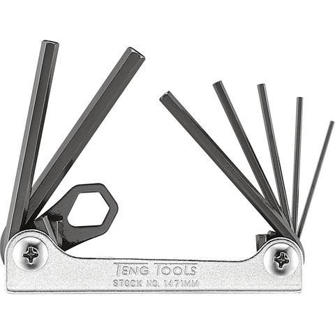 7pc Fold-Flat Metric Hex Key Set - 1.5-6.0mm -Teng