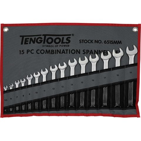 15pc Combination Metric Spanner Set w/Wallet 5.5-19mm -Teng