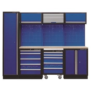 King Tony Workstation 2640mm Blue, Wood Top