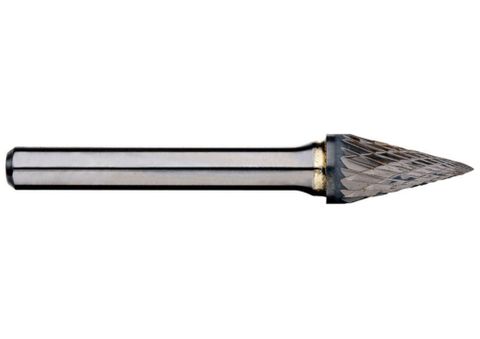 Alpha 1/2 Pointed Cone Carbide Burr - 1/4 Shank - 7/8 Flute