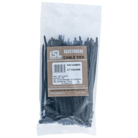 160 x 4.8mm Cable Tie-Black