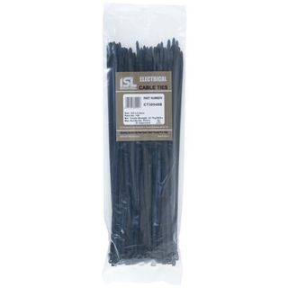 300 x 4.8mm Cable Tie-Black-100pk