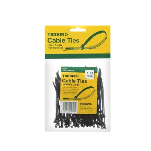 100 x 3mm Cable Tie-Black-100pk