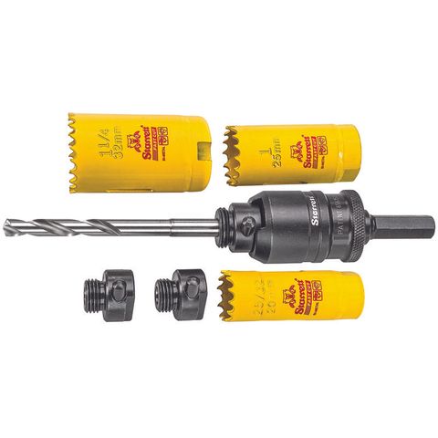 Kwik Change Arbor Kit with Starrett 20, 25 & 32mm Holesaws