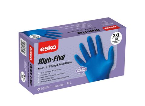 High Five HIGH RISK Disposable Glove H/Duty Latex 50 Box XL