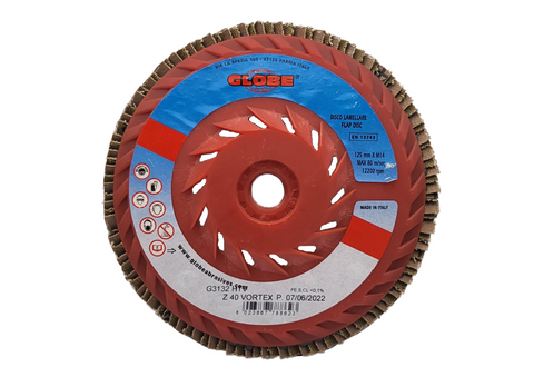 Flap Disc 125 x M14 Z40 Grit Globe Vortex Zirconia