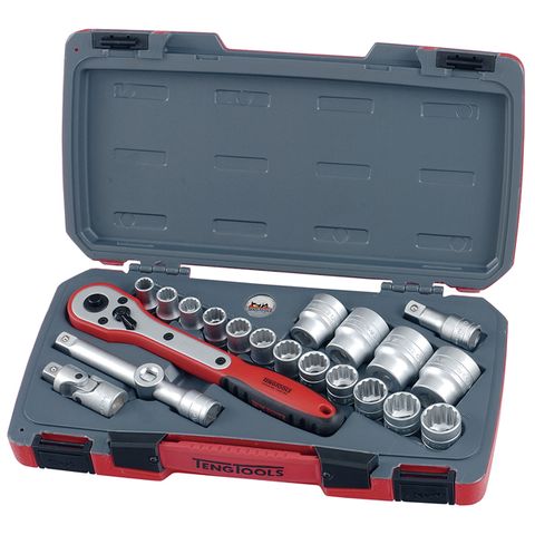 21pc 1/2in Dr. Metric Reg. Socket Set 12Pnt -Teng