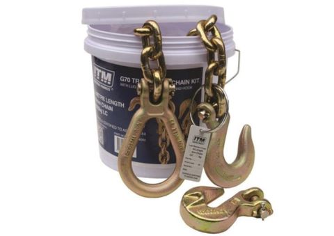 8mm- 3.8Ton Lashing -5m Lug Link  Slip + Grab Hooks - G70 Transport Chain Kit