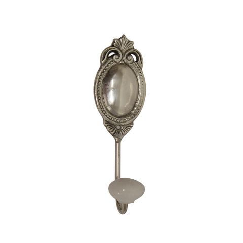 Silver Oval Hook with Beading