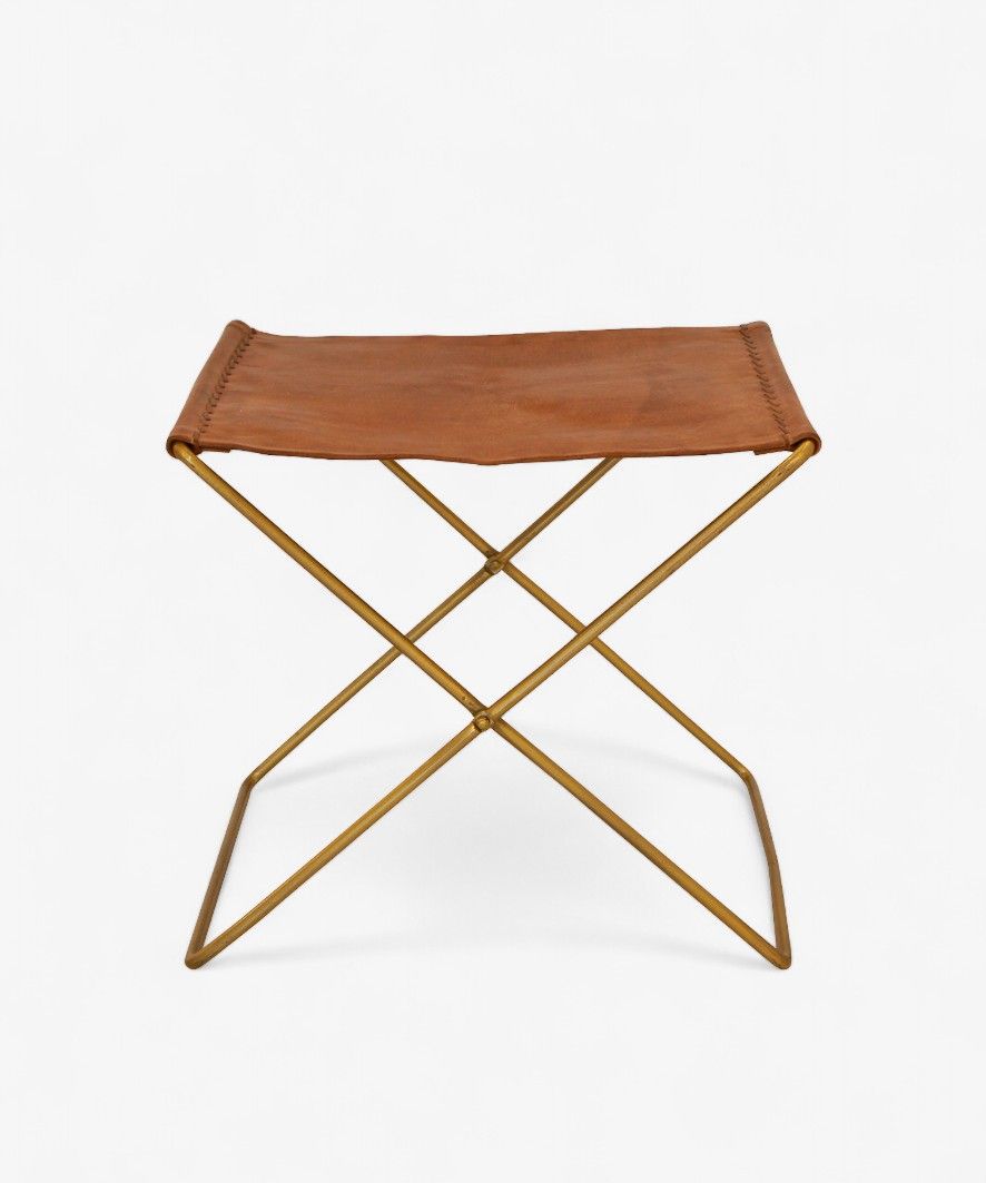 Palma Leather Stool Brown