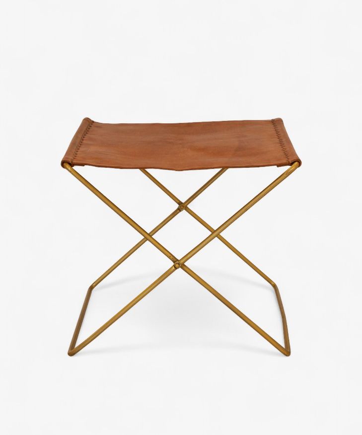 Palma Leather Stool Brown