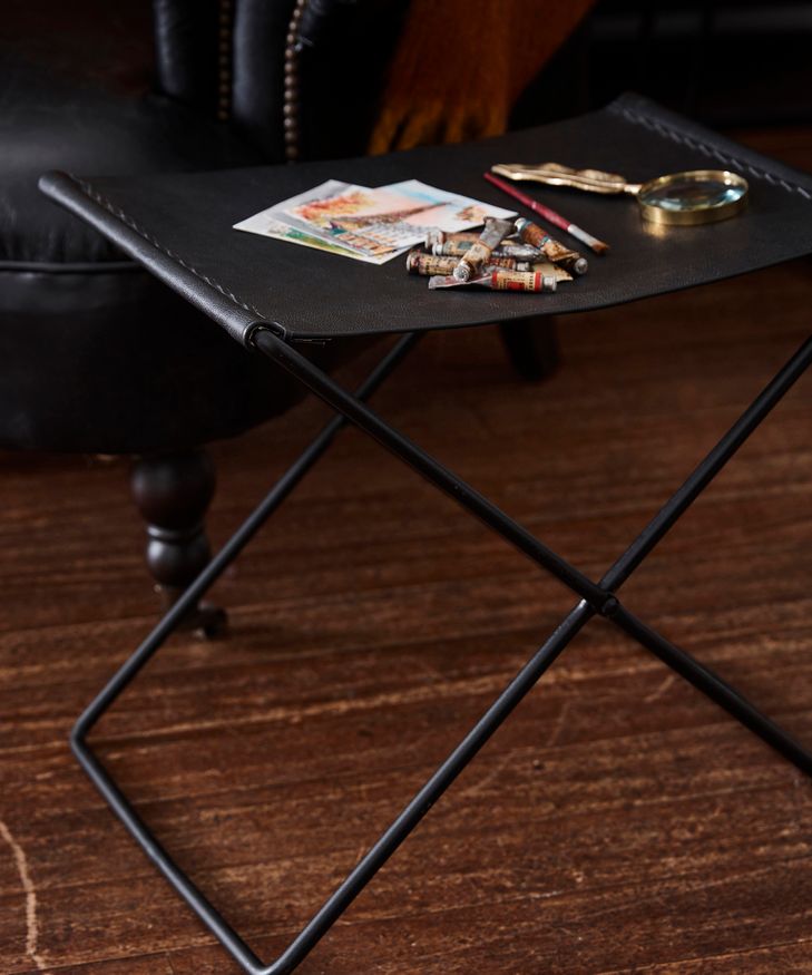 Palma Leather Stool Black