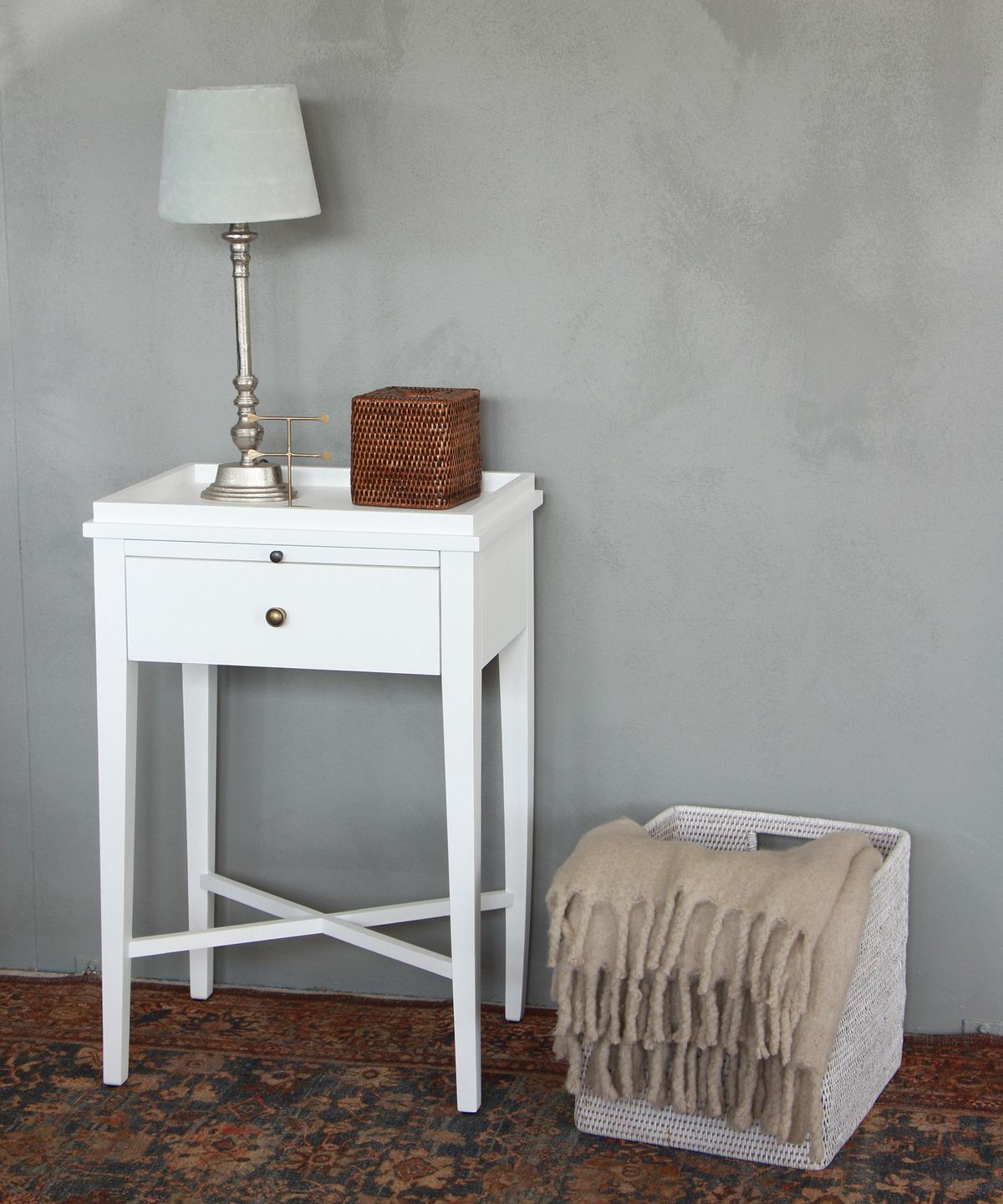 Saskia Bedside Table White