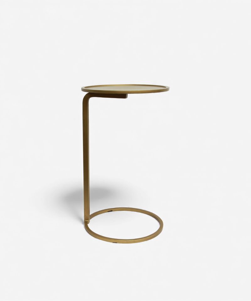 Small Gold Circle Couch Side Table