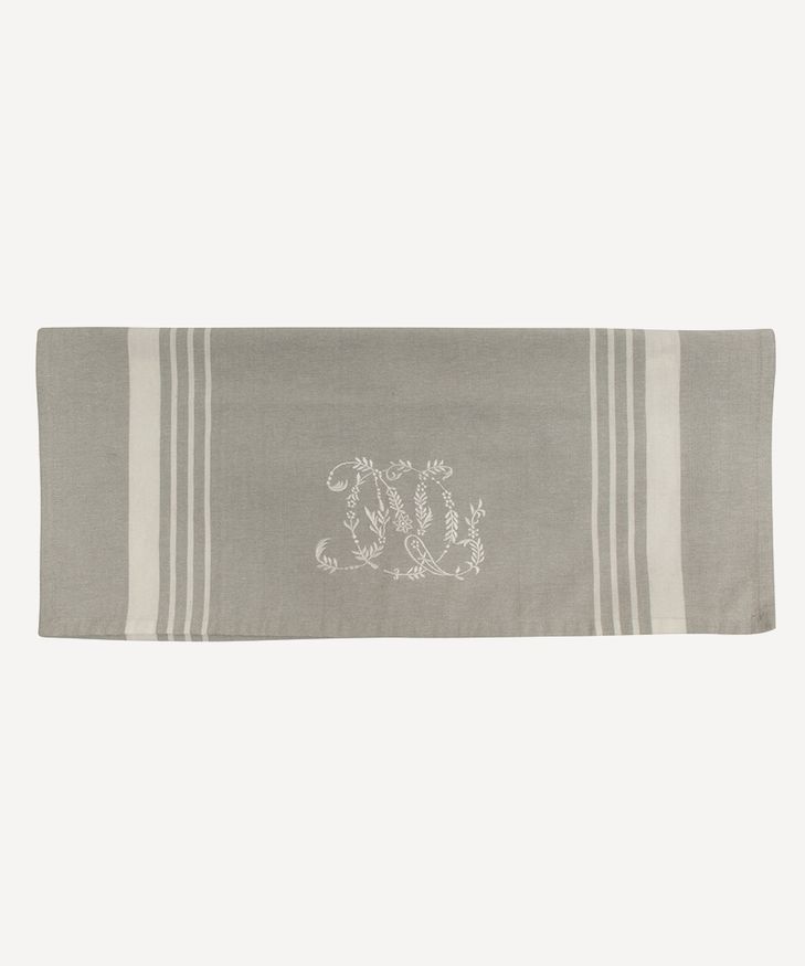 Monogram Tea Towel Natural with White Stripe