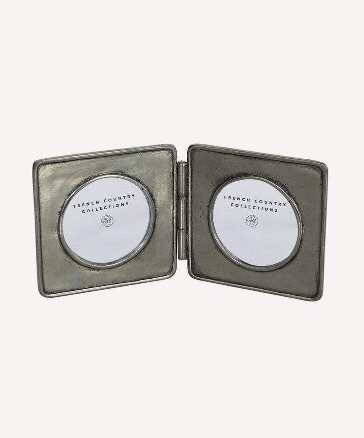 Pewter Double Round Photo Frame 2x2"