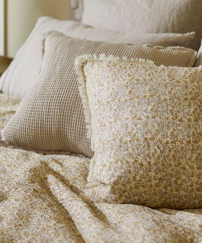 Iris Cotton Crepe Cushion Cover Saffron