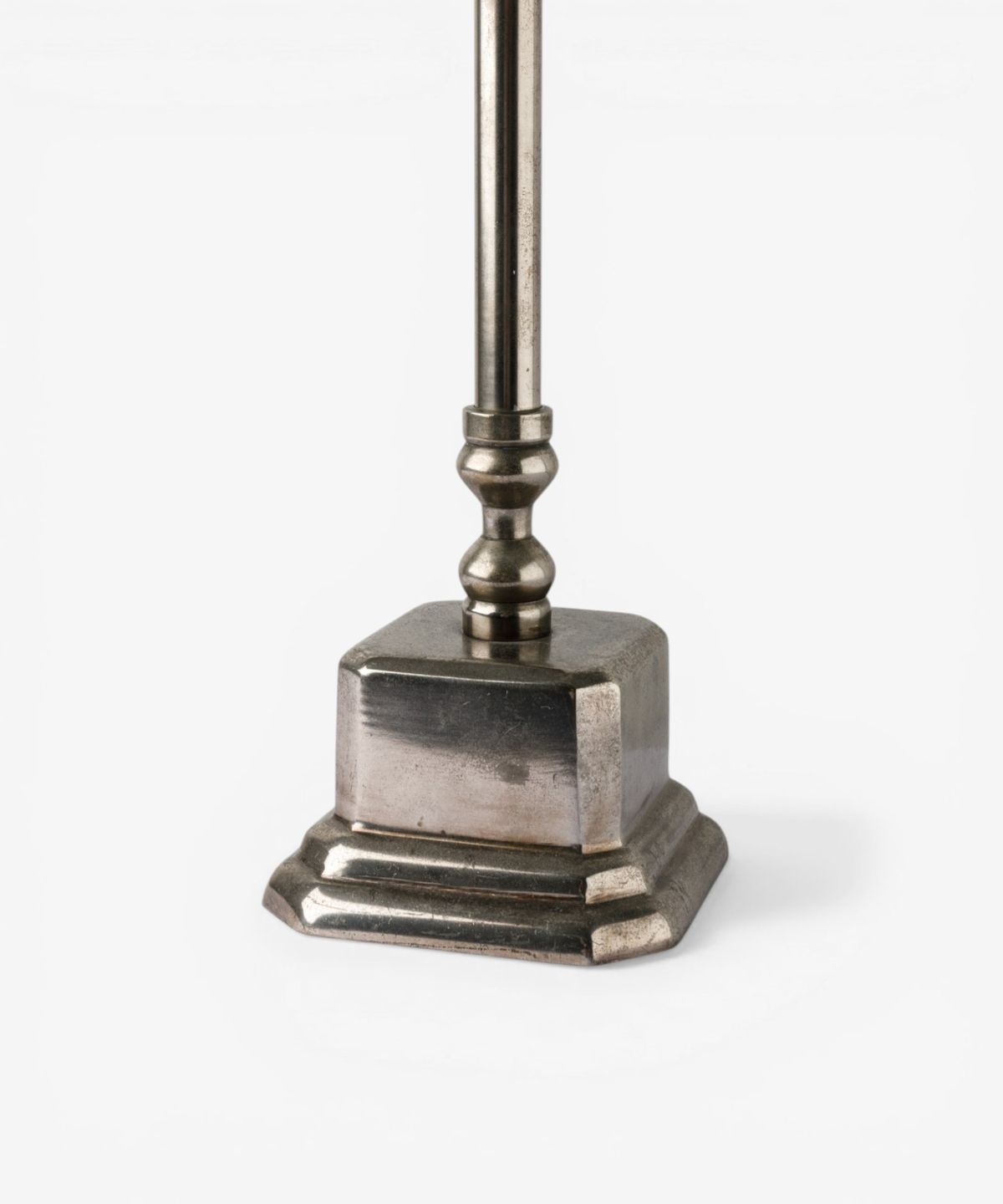 Square Small Lamp Base Antique Silver