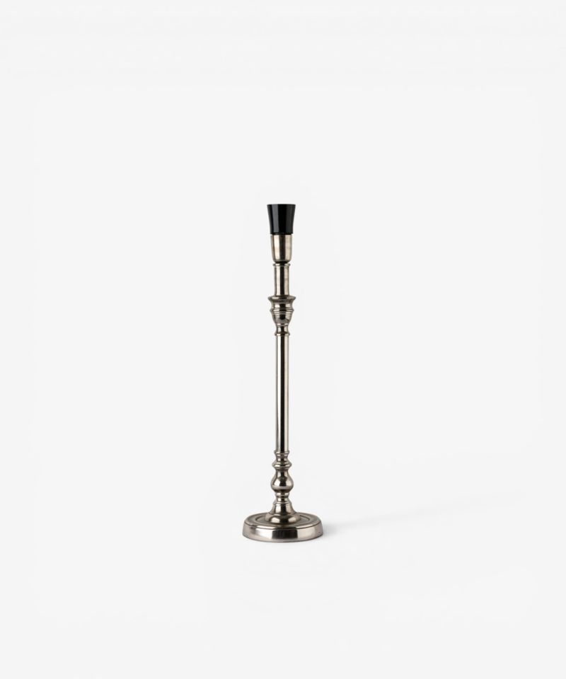 Round Small Lamp Base Antique Silver