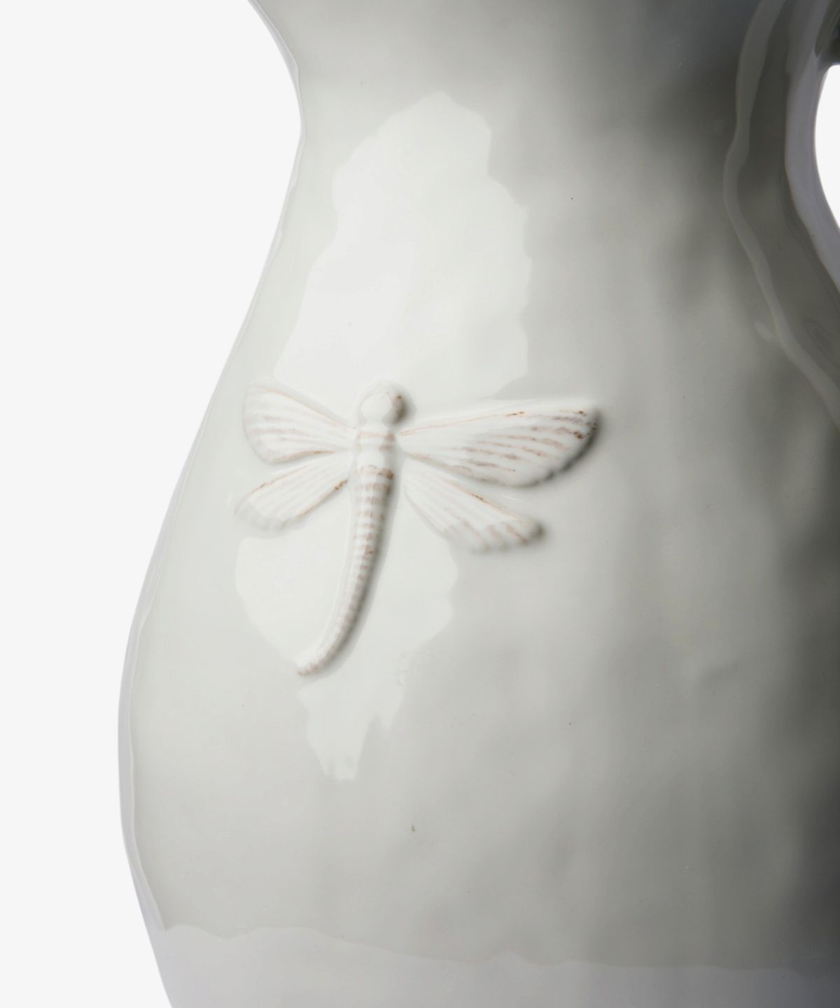 Dragonfly Stoneware White Jug Large