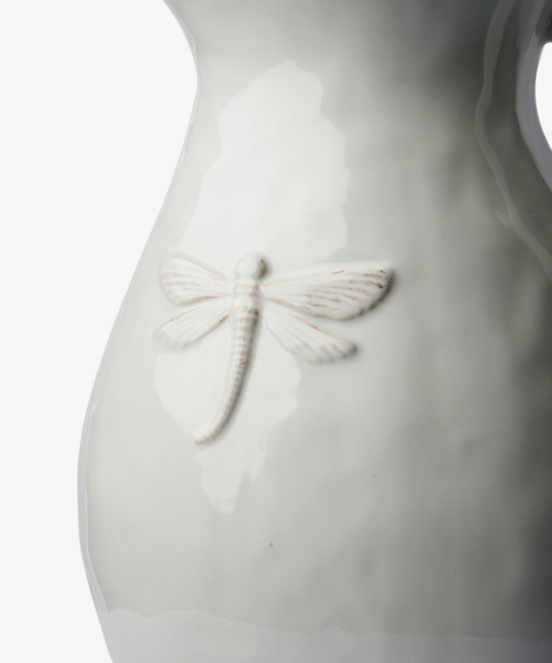 Dragonfly Stoneware White Jug Large
