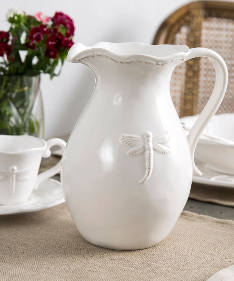 Dragonfly Stoneware White Jug Small
