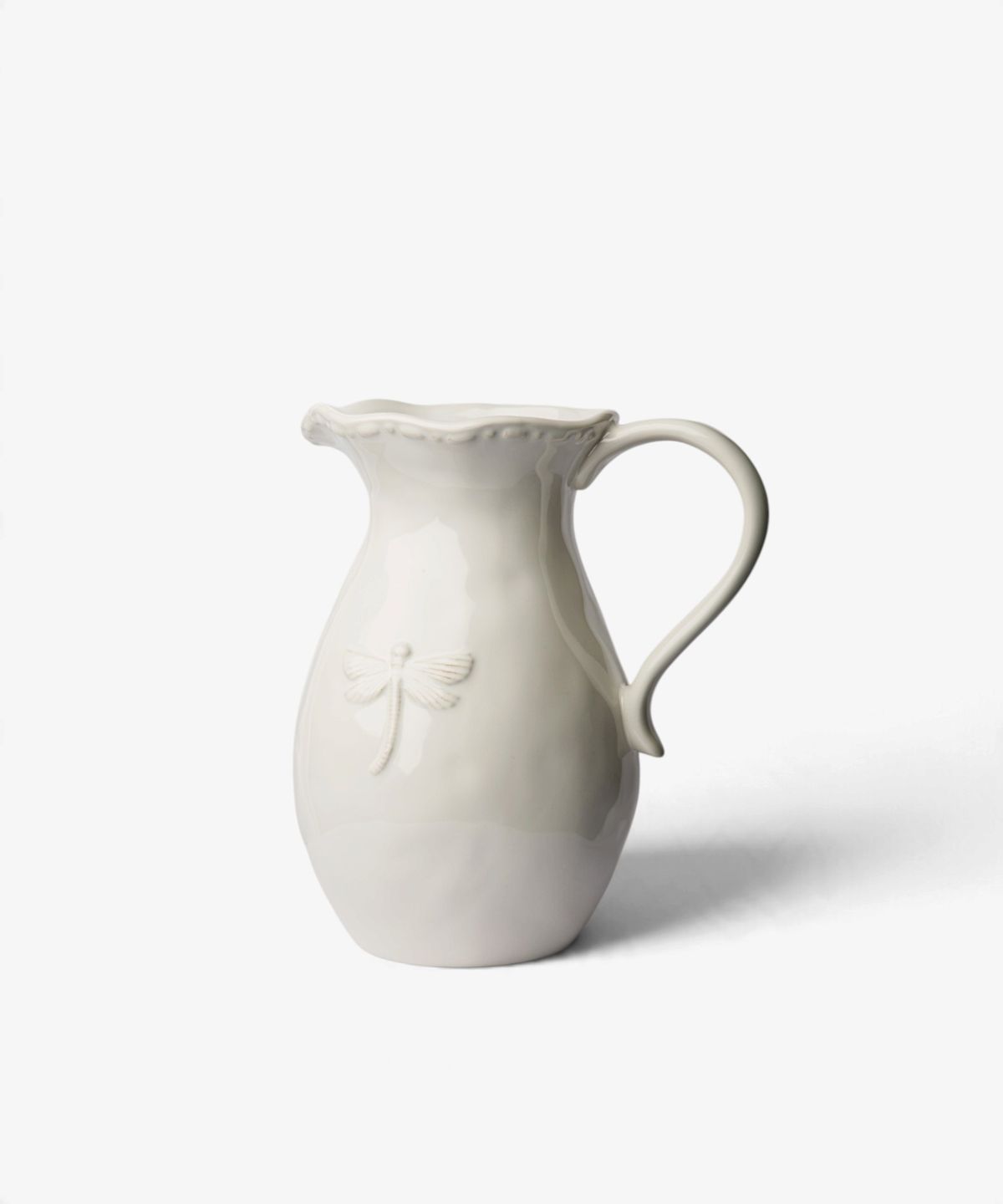 Dragonfly Stoneware White Jug Small