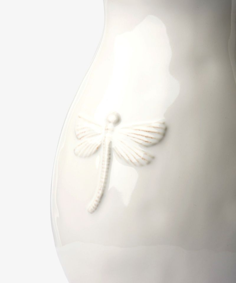 Dragonfly Stoneware White Jug Small