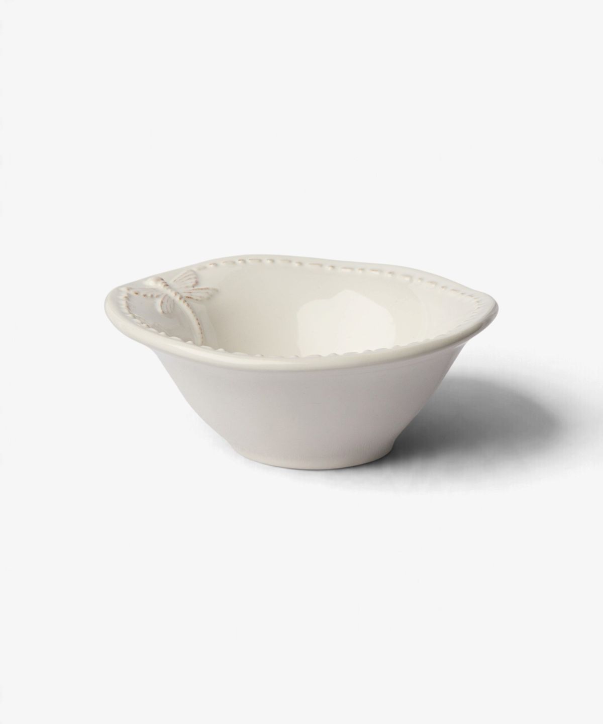 Dragonfly Stoneware White Salt Bowl
