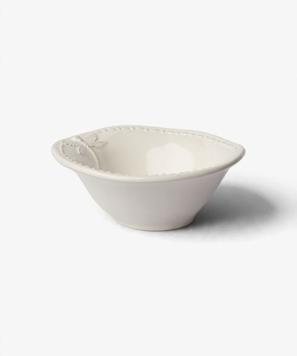 Dragonfly Stoneware White Salt Bowl