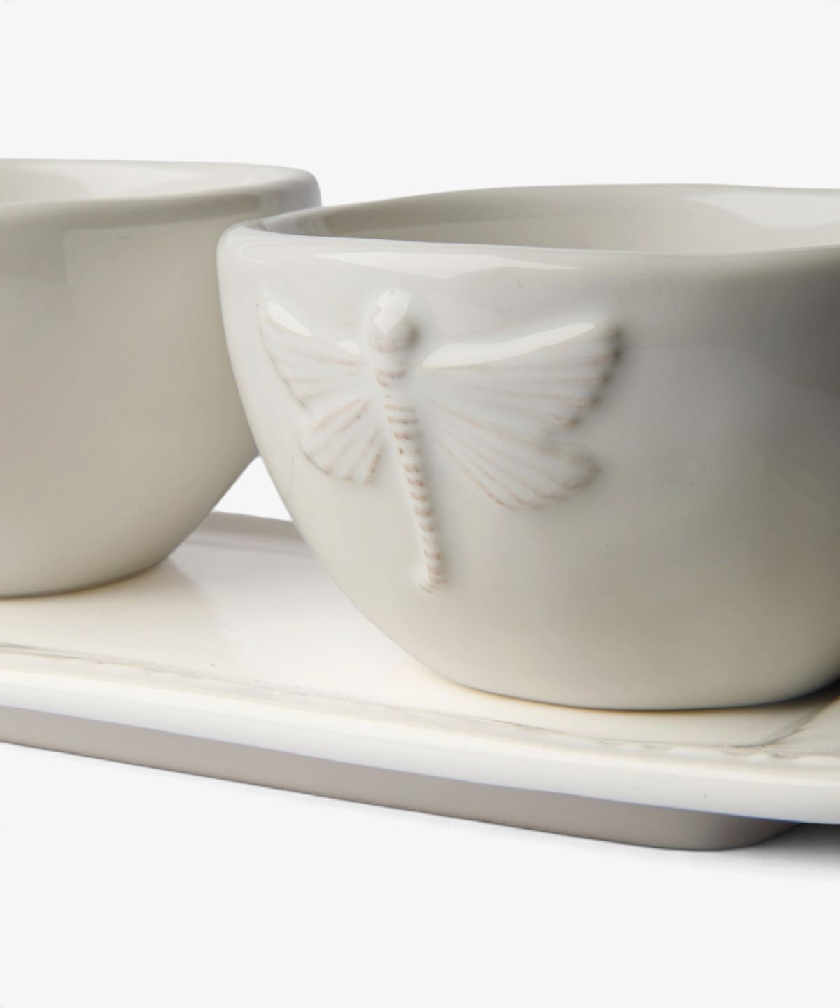 Dragonfly Stoneware White Condiment Set (3PC)