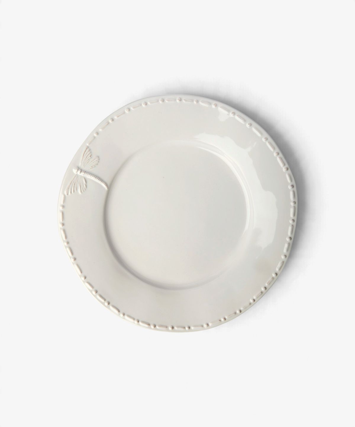 Dragonfly Stoneware White Lunch Plate