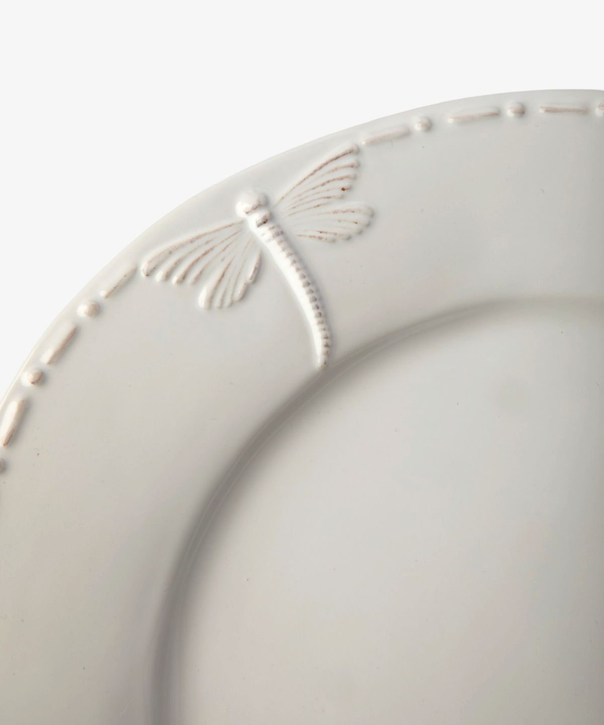 Dragonfly Stoneware White Lunch Plate