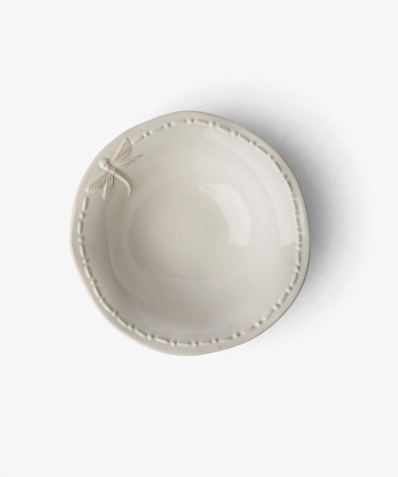 Dragonfly Stoneware White Cereal Bowl