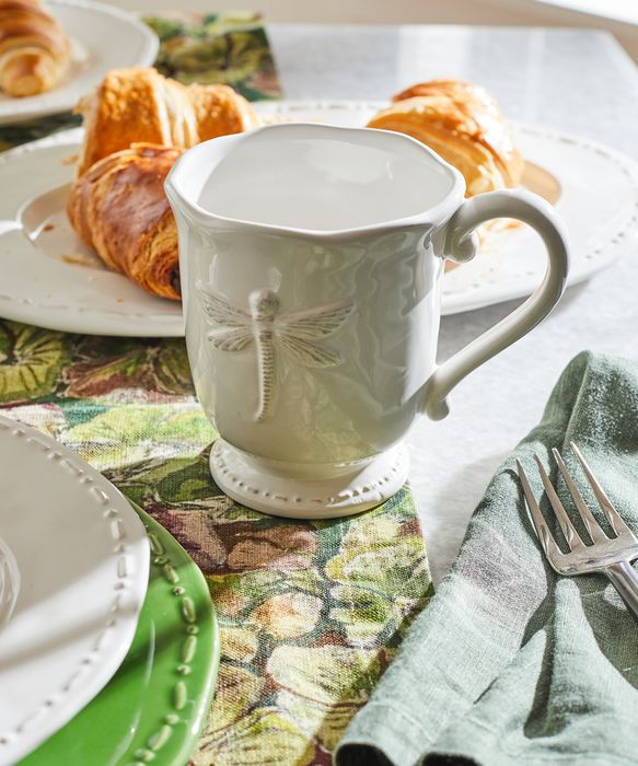 Dragonfly Stoneware White Mug