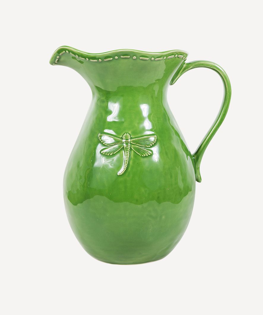 Dragonfly Stoneware Green Jug Large