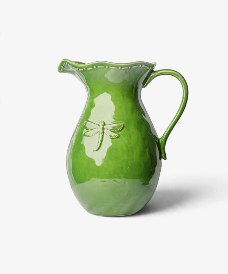 Dragonfly Stoneware Green Jug Large