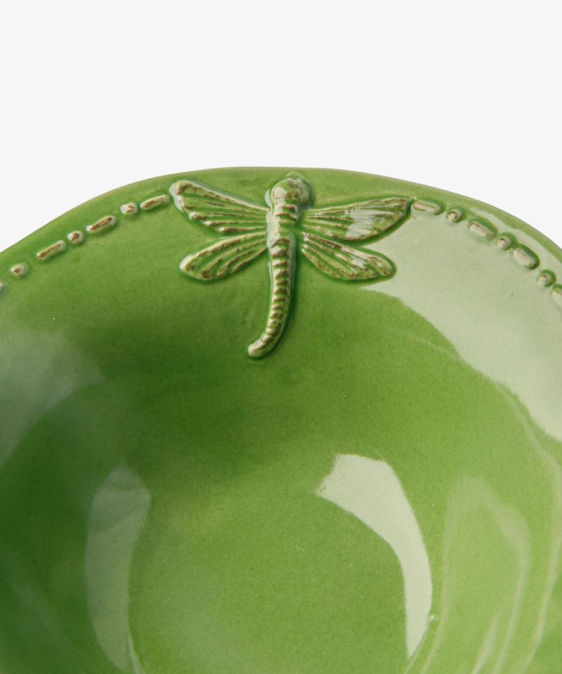 Dragonfly Stoneware Green Salt Bowl