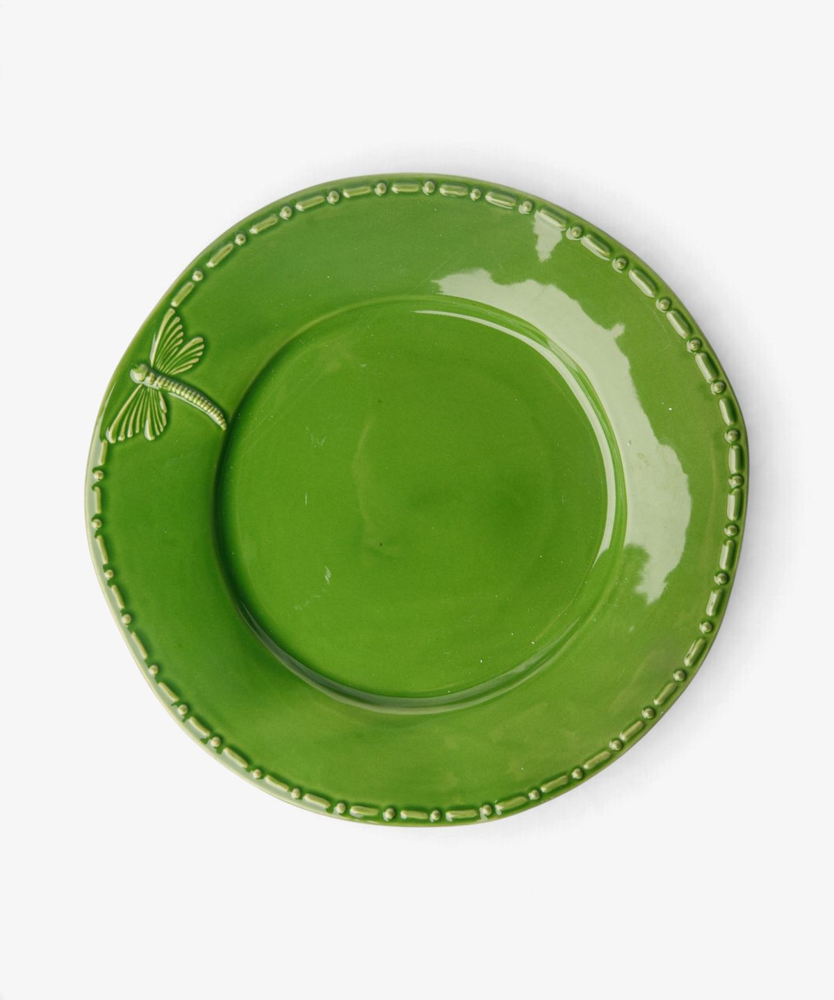 Dragonfly Stoneware Green Dinner Plate
