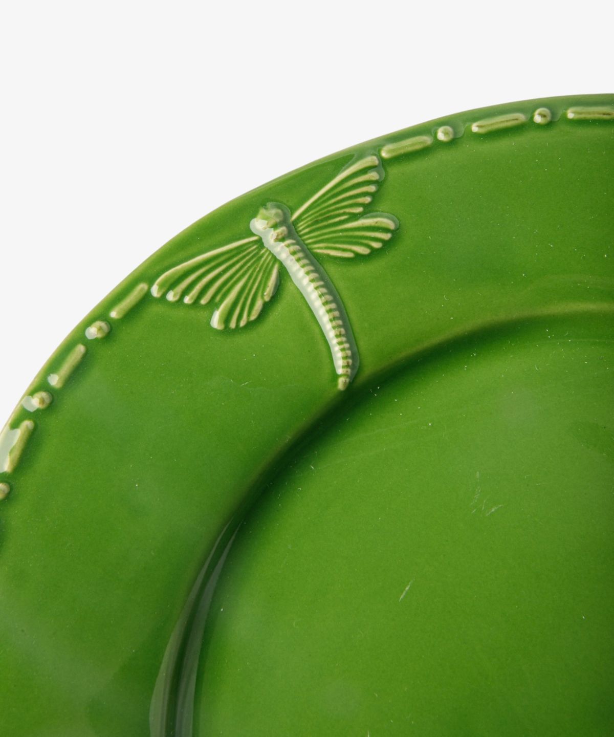 Dragonfly Stoneware Green Dinner Plate