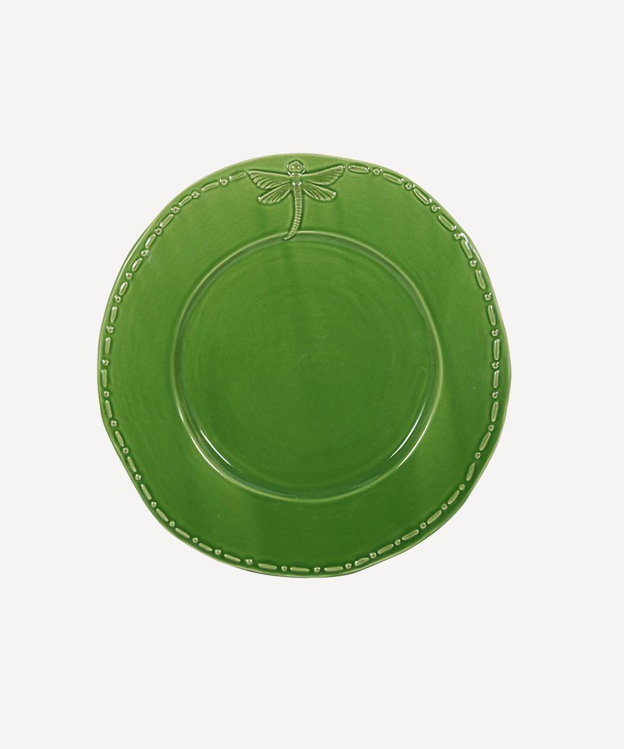 Dragonfly Stoneware Green Lunch Plate