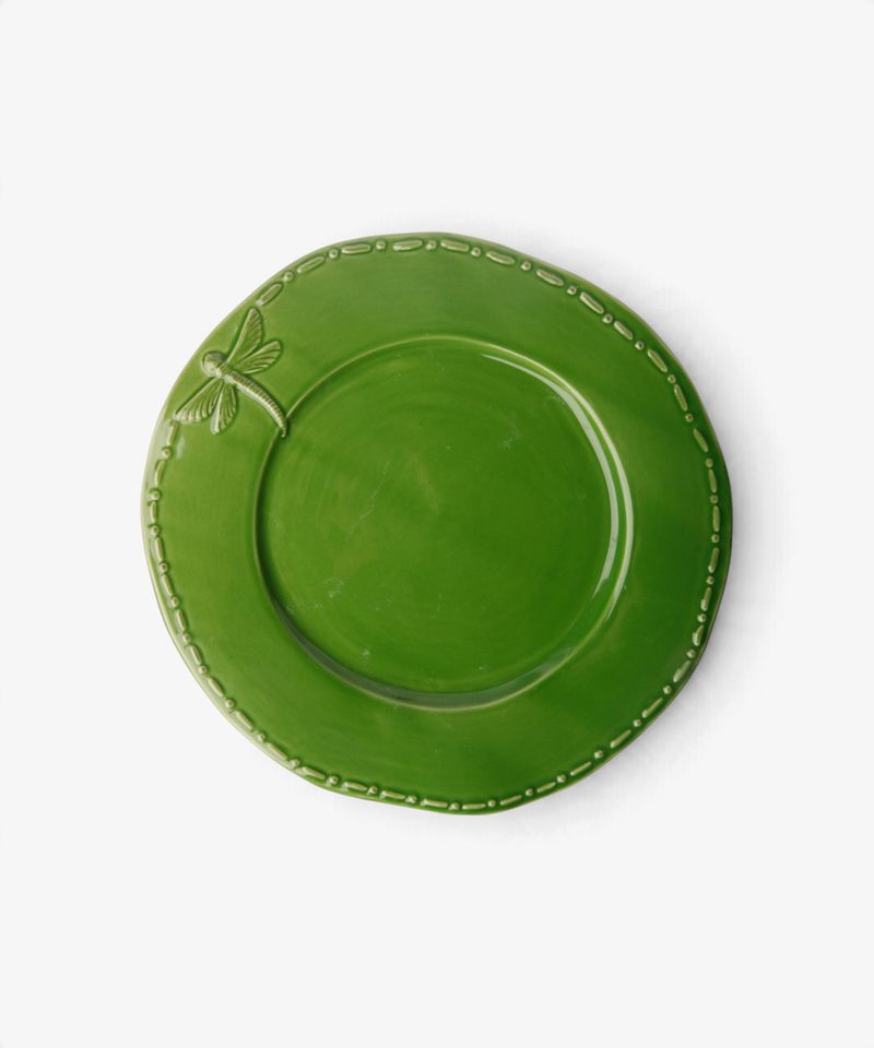 Dragonfly Stoneware Green Lunch Plate