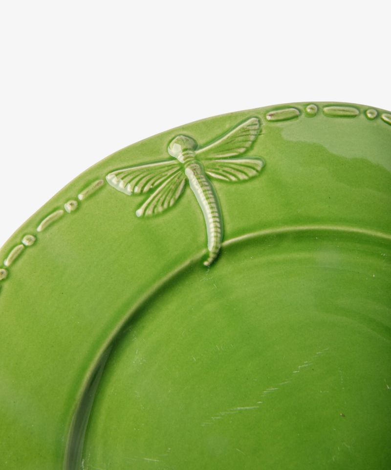 Dragonfly Stoneware Green Lunch Plate