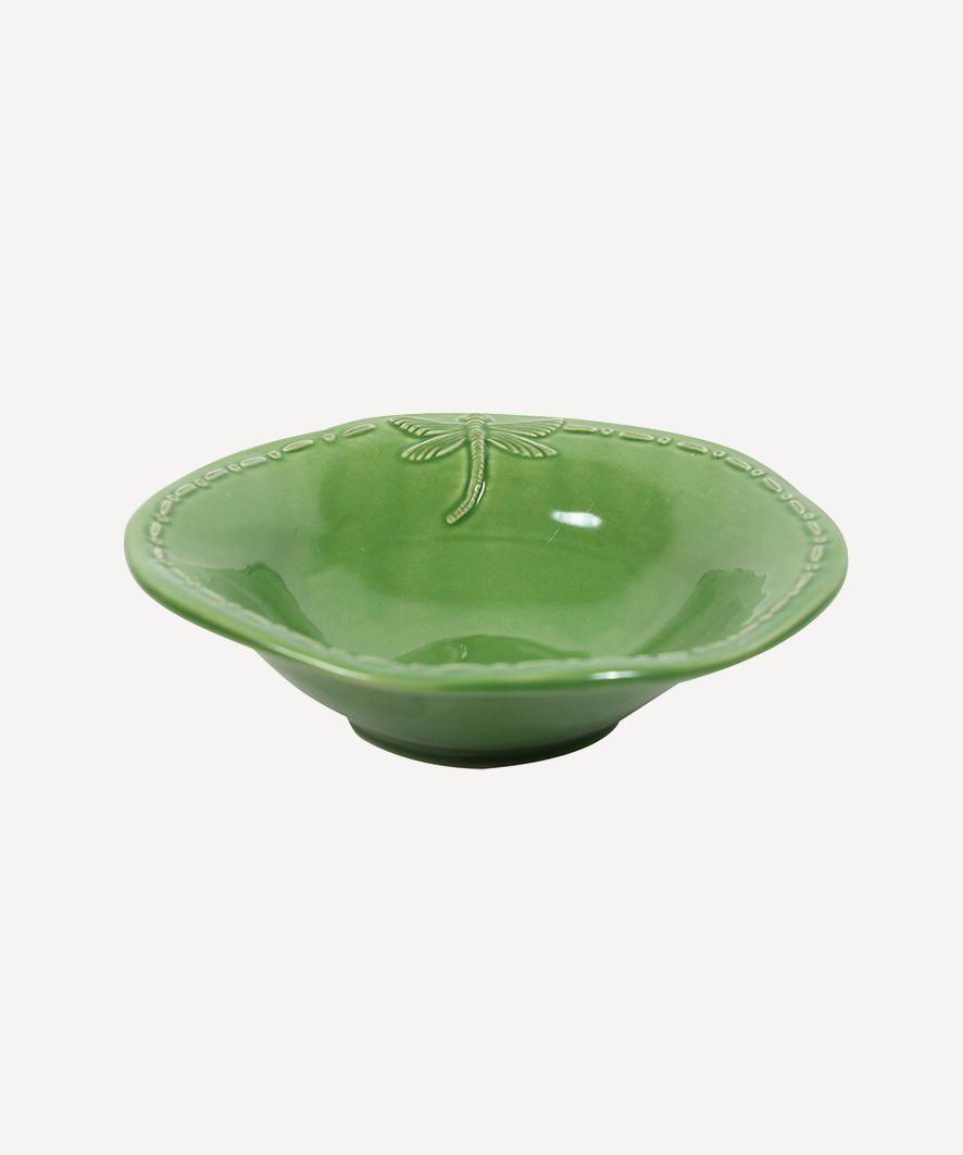 Dragonfly Stoneware Green Cereal Bowl