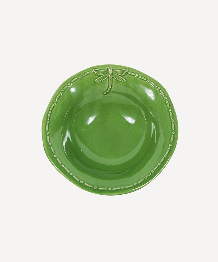 Dragonfly Stoneware Green Cereal Bowl