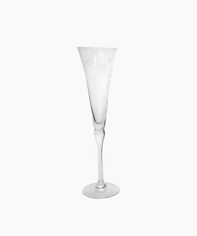Floral Etched Champagne Glass Clear